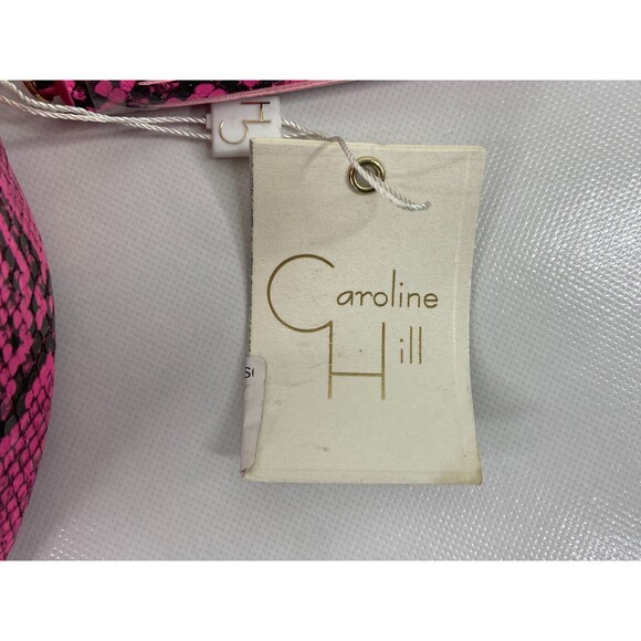 Caroline Hill Faux Snakeskin Pill Purse Neon Pink Gold Chain Strap NWT - Picture 2 of 5